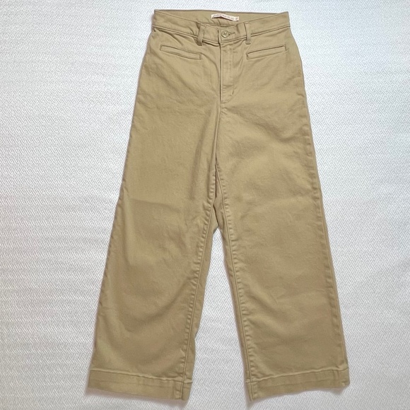 Levi's Wide Leg Cropped High Rise Khaki Jeans Women's Size 27 - Picture 2 of 9